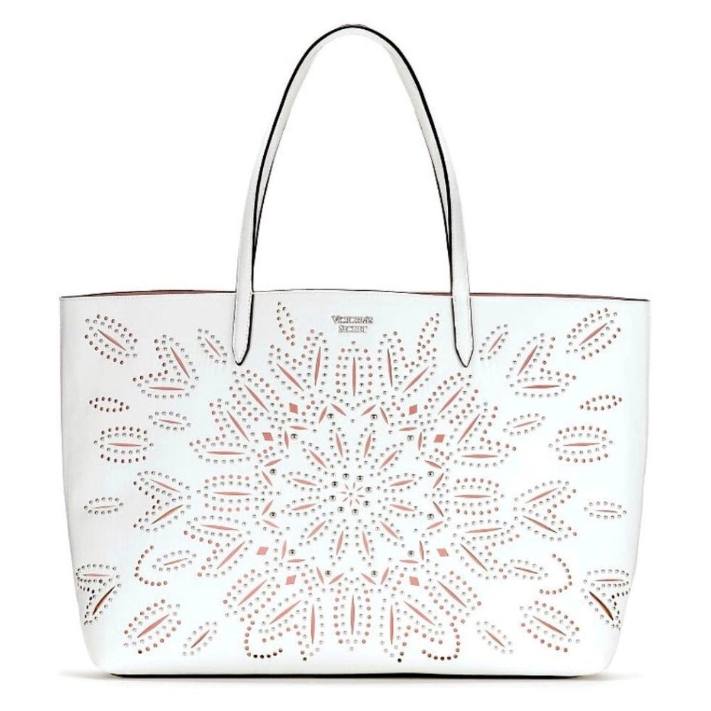 Snowflake Embellished White Tote - Victoria Secret Tote Bag Christmas